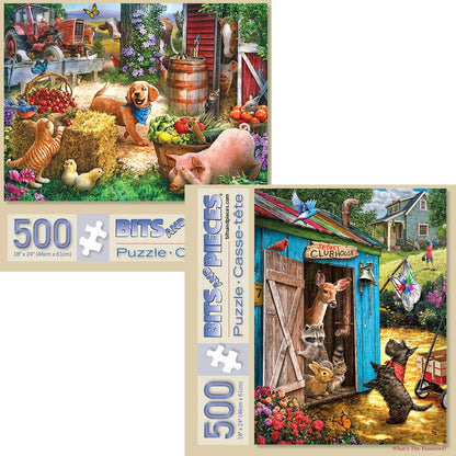 Bits and Pieces - Value Set of Two 500 Piece Jigsaw Puzzles for Adults - Hide and Seek, What’s The Password Jigsaw Puzzles by Artist Larry Jones