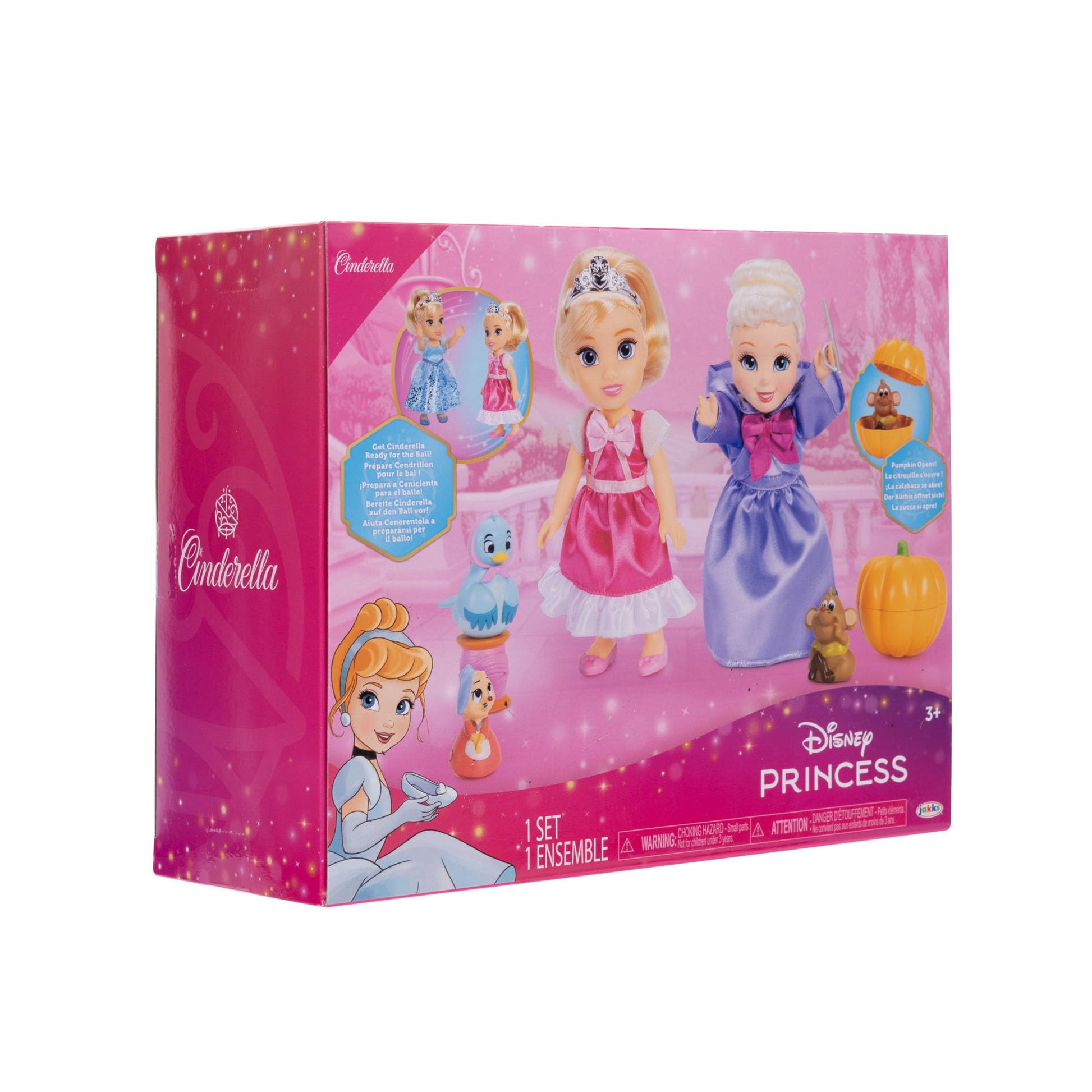Disney Princess Cinderella & Fairy Godmother Petite Doll Playset Fashion Dolls, Complete with 5 Points of Articulation Dolls Can Be Posed in Many