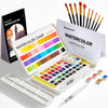 Watercolor Paint Set, Shuttle Art 48 Colors Watercolor Paint in Half Pans with 2 Water Brush Pens, 10 Paint Brushes, 1 Watercolor Pad, 1 Palette, 2