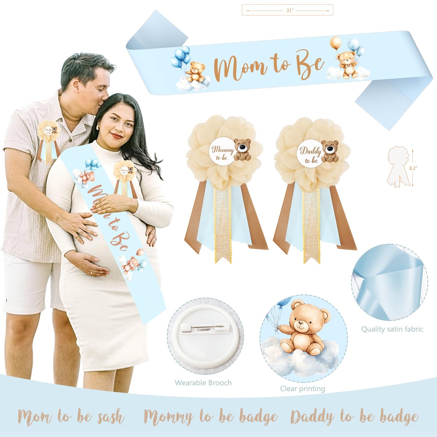 Bear Baby Shower Decorations Party Supplies, We Can Bearly Wait Baby Shower Decoration, Backdrop Balloon Arch Box Mom to Be Sash Dad to Be Pin