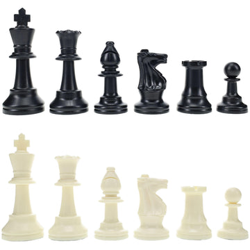 WE Games Plastic Staunton Tournament Chess Pieces in Black and Cream - 3.75 in King