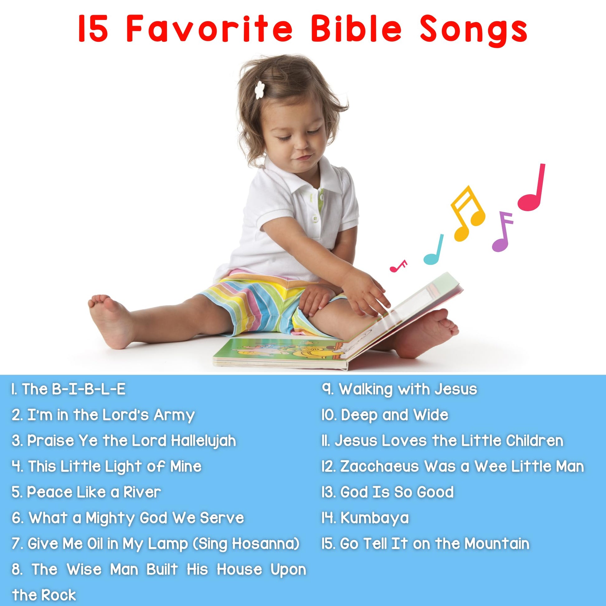 LEARNING BUGS Christian Bible Songs - 15 Songs of Faith for Little Ones, Musical Books for Toddlers, 28-Button Music Book, Musical Toys for Toddlers