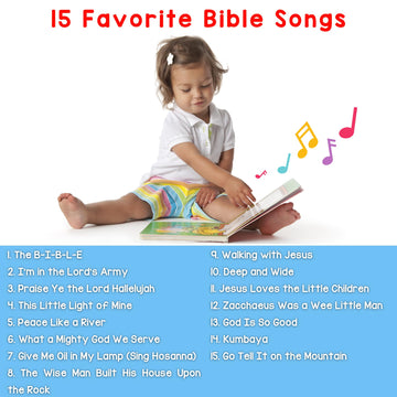 LEARNING BUGS Christian Bible Songs - 15 Songs of Faith for Little Ones, Musical Books for Toddlers, 28-Button Music Book, Musical Toys for Toddlers