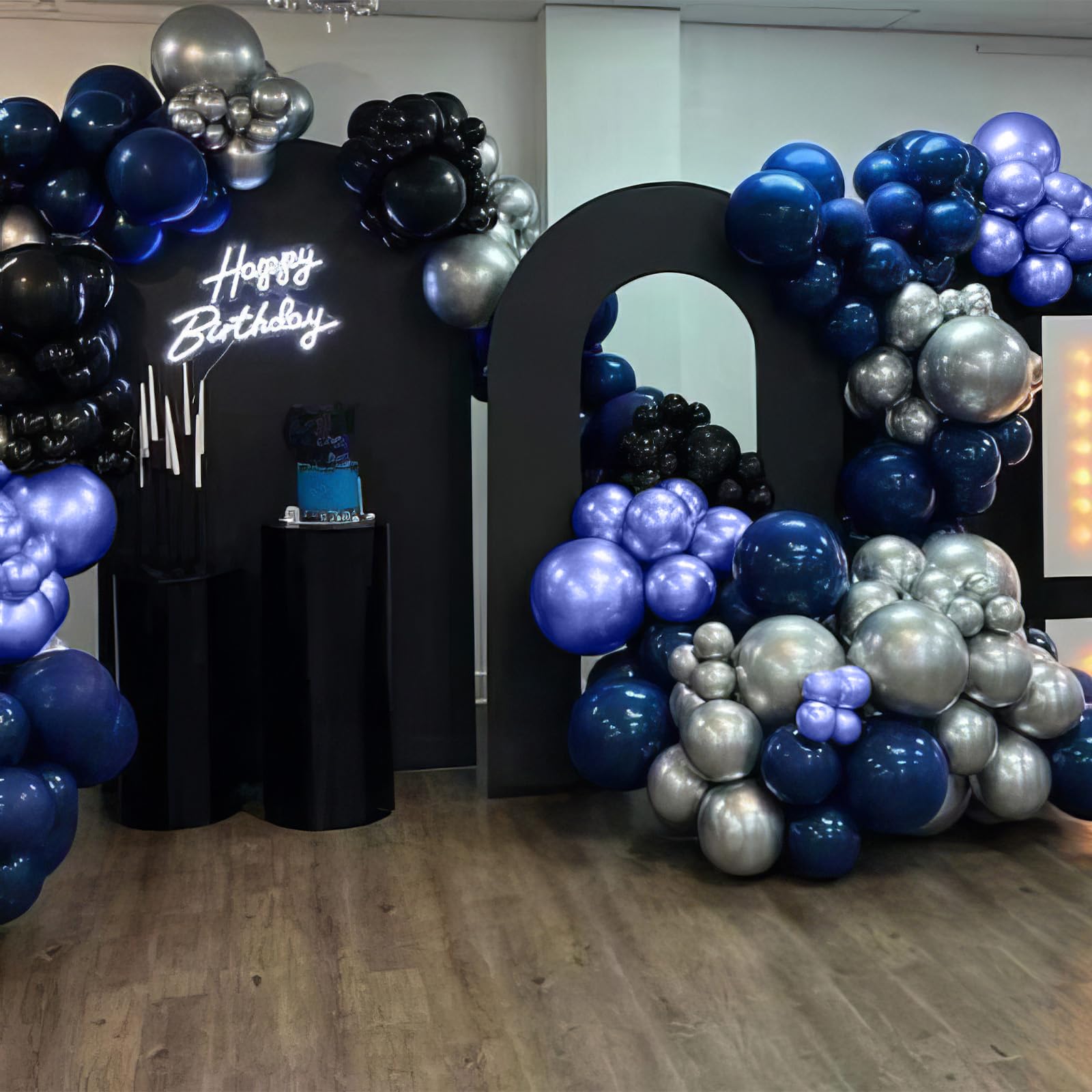 Blue and Black Balloons, Navy Blue and Silver Balloons Metallic Silver Dark Blue Balloon Party Latex Balloon Black Blue Ballons for Kids Adults