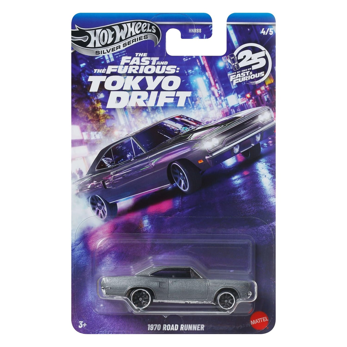 Hot Wheels Fast and FURIOUS Tokyo Drift Auto 1970 Road Runner - Die Cast Model 1:64 Scale - Length 7 cm - JKX08