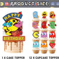 Pac Ghost Birthday Party Decoration, Include Game Party Backdrop 5 x 3 FT, Latex Balloons, Cake Topper for Pacman Theme Kids Fans Birthday Party