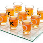 Matty's Toy Stop Tic-Tac-Toe, Three in A Row Shot Glass Drinking Game with 9 Shot Glasses and Glass Game Board (10" x 10")
