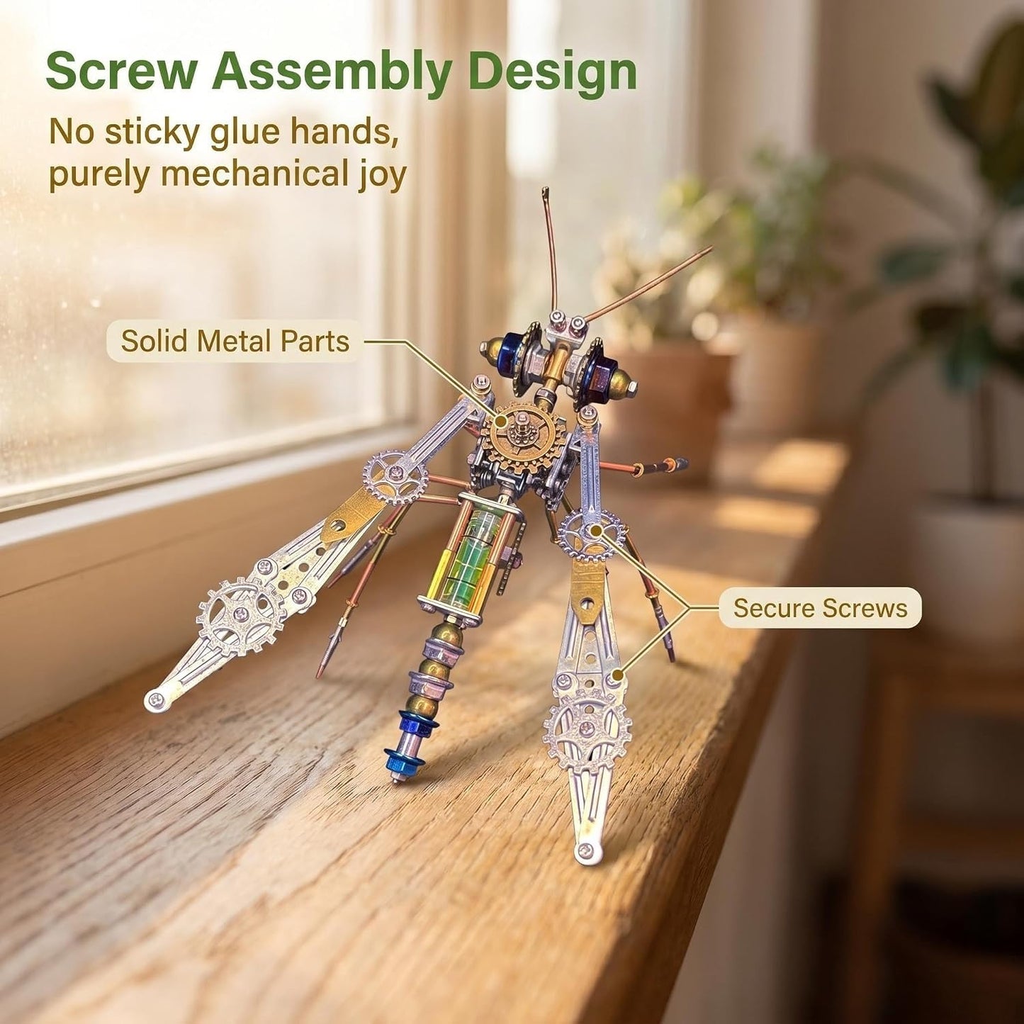 3D Metal Puzzles for Adults Teens-160+Pcs-Mechanical Mosquito Bee Insect Models-3 Hours to Build-Ideal for Birthday Gifts and Decorations (Mechanical