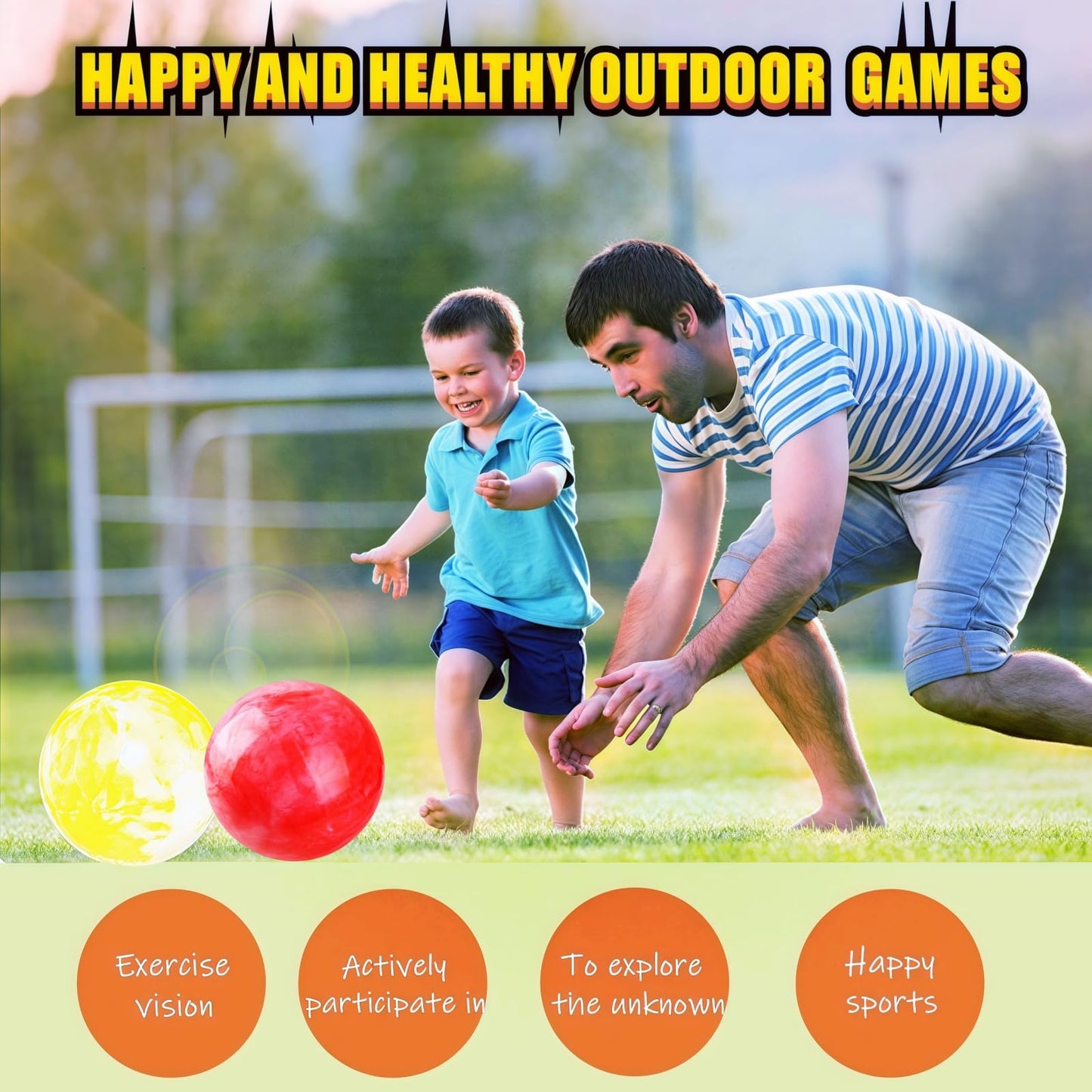 ZHANGBY 3 Pcs Playground Balls with Pump, 9 Inch Marbleized Bouncy Balls