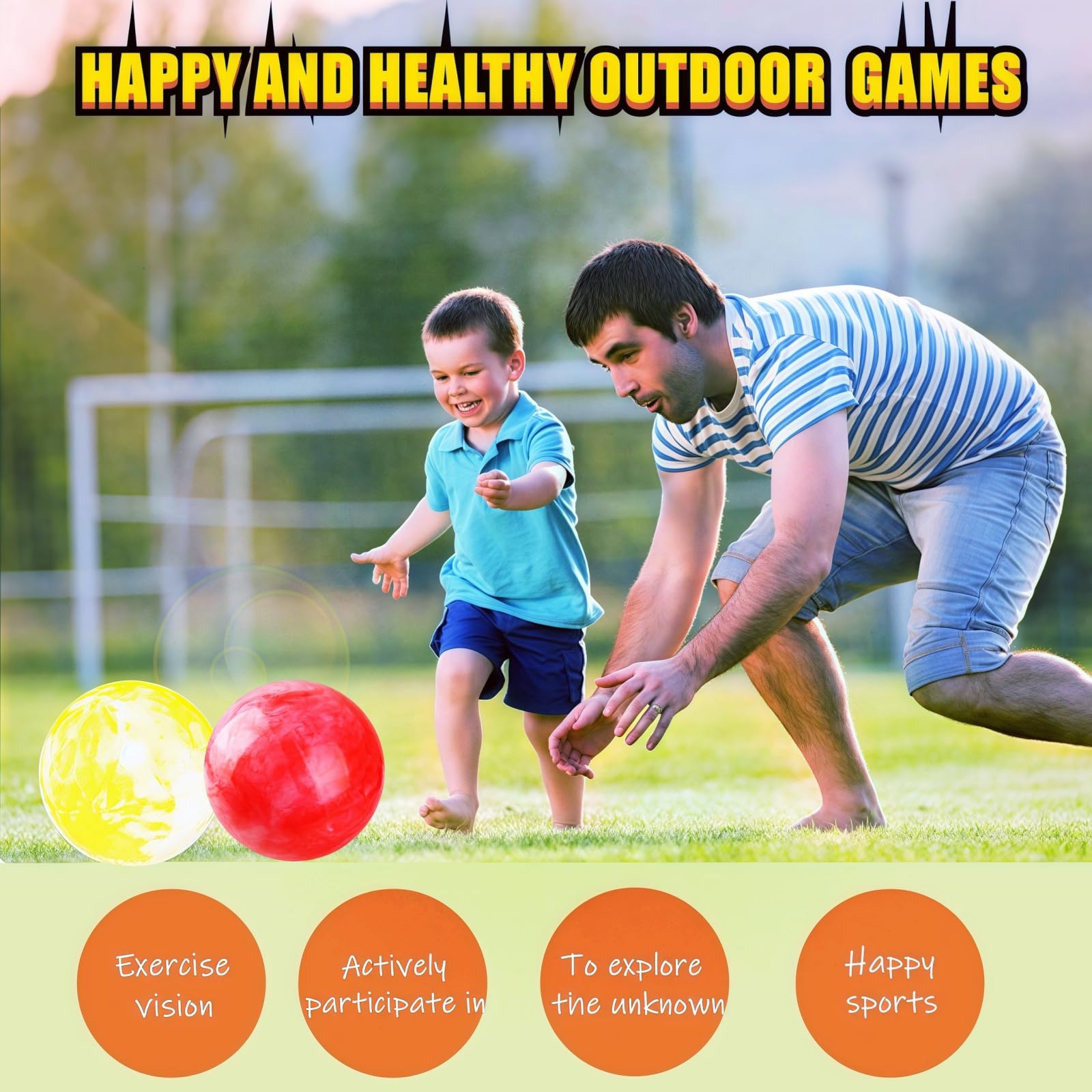 ZHANGBY 3 Pcs Playground Balls with Pump, 9 Inch Marbleized Bouncy Balls
