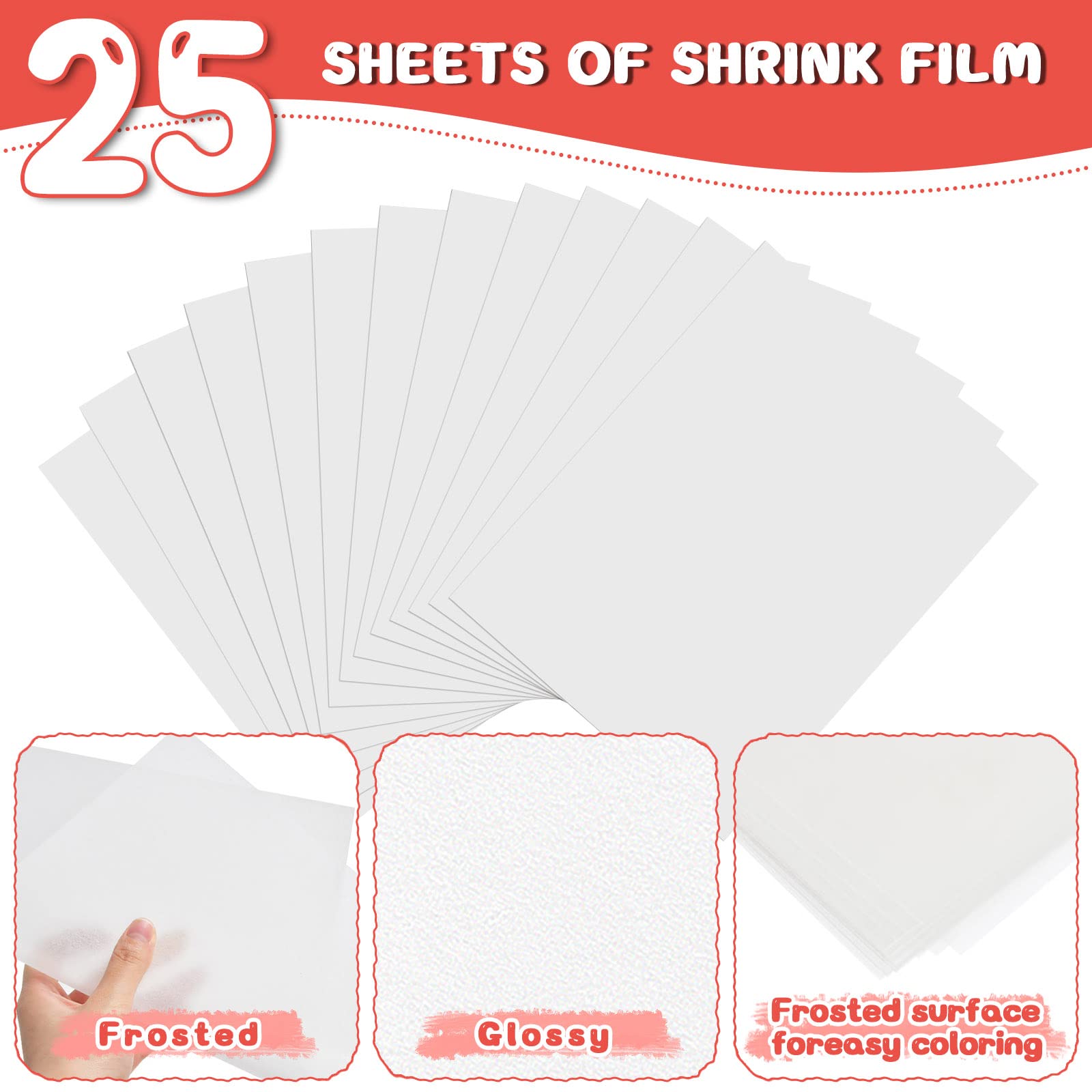 225PCS Shrinky Dink Sheets Keychains Kit,Shrink Plastic Sheets Kit with 25PCS Shrinky Dink Paper,100PCS Keychains and Open Iron Ring for Kids Creative
