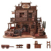 Benlarky 3D Wooden Puzzle for Adults Western Saloon Miniature House Kit, 450 PCS DIY Bookshelf Decor, Wild West Book Nook Building Kit Wood Craft