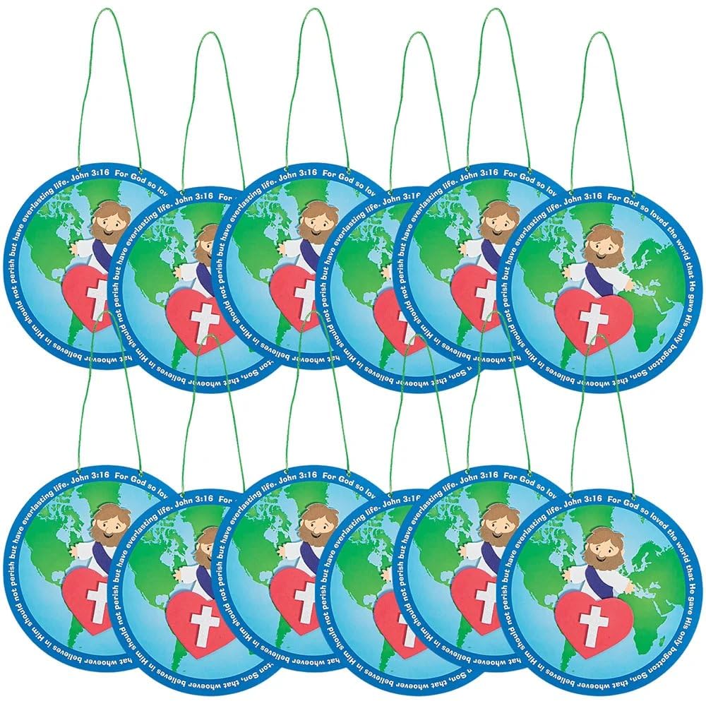 Fun Express John 3:16 Globe Craft Kit - Crafts for Kids and Fun Home Activities - VBS Vacation Bible School Supplies/Decor