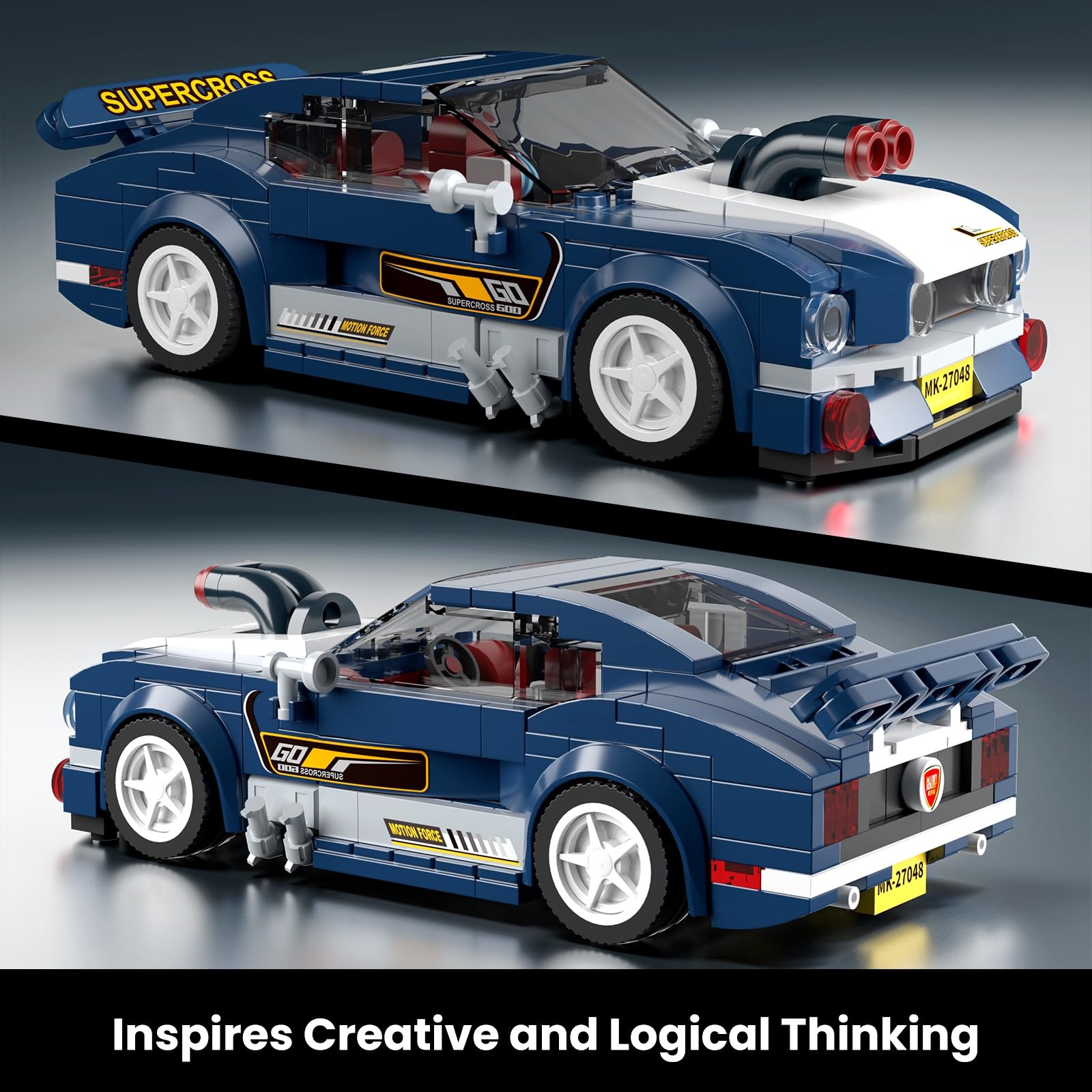 Mould King 1967 Classic Sports Car Building Kits, MOC Racing Car Toys Model, Vehicle Blocks Set Suitable for Boys to Build, House Decoration Gifts