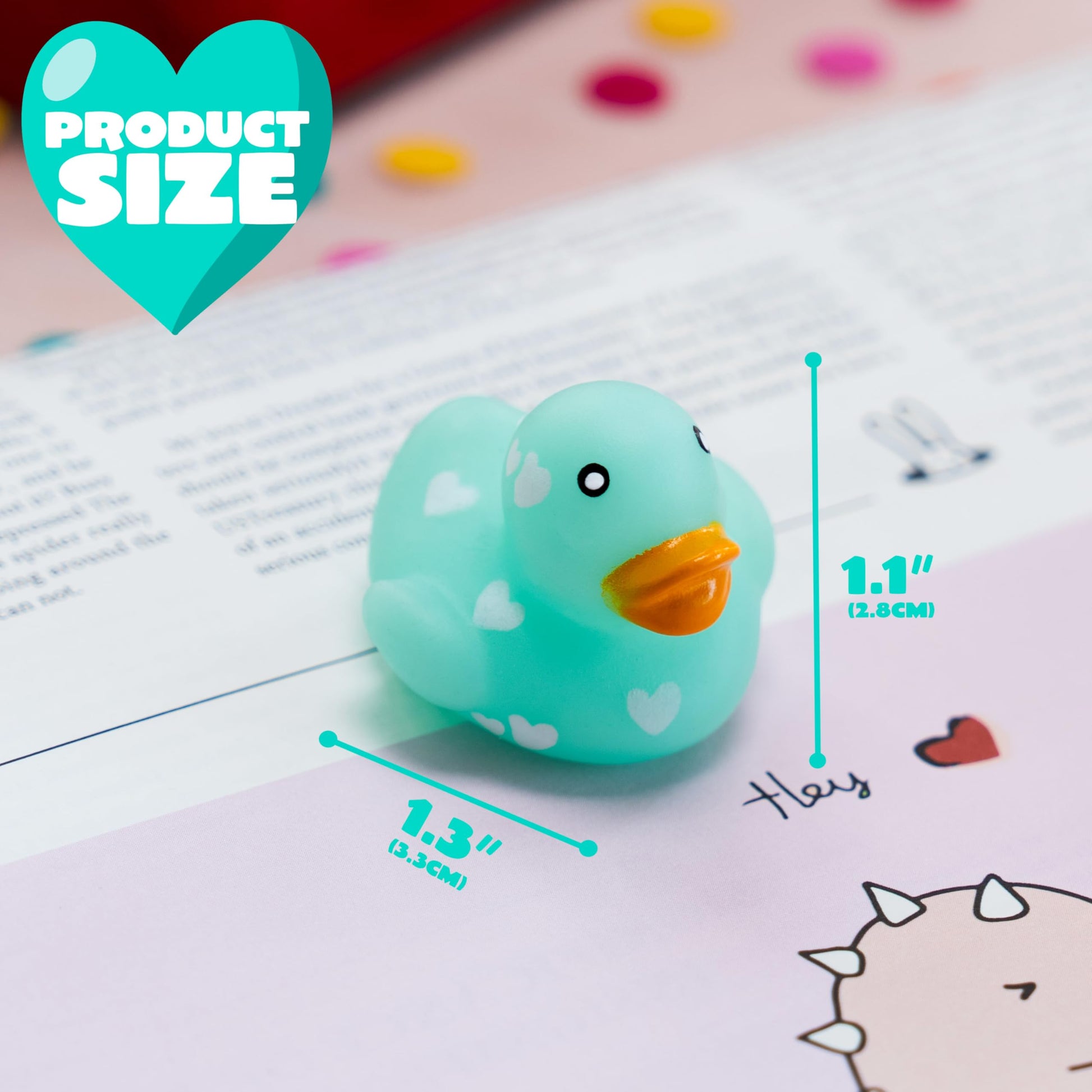 JOYIN 36 Pcs Valentine’s Day Mini Rubber Ducks with Cards for Kids, 4 Colors Duckies Bath Toys with 4 Card Designs for Classroom Exchange Prizes