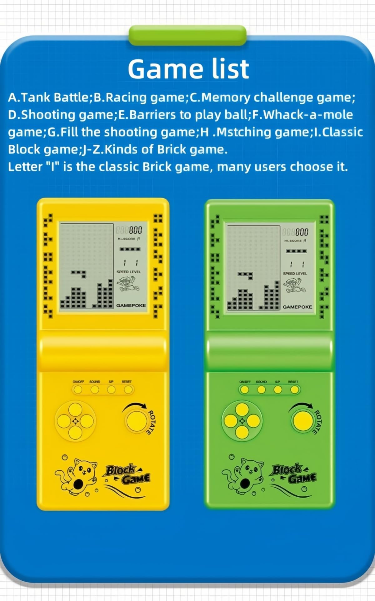 CZT Nostalgic Cube Game Console Big Screen Built-in Retro 999 in 3 Block Game Indoor/Outdoor Handheld Console Portable Electronic Brick Games