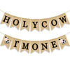 Holy Cow I'm One Banner Farm 1st Birthday Party Decoration Barnyard Burlap Garlands Western Boy Girl First Birthday Supplies Black