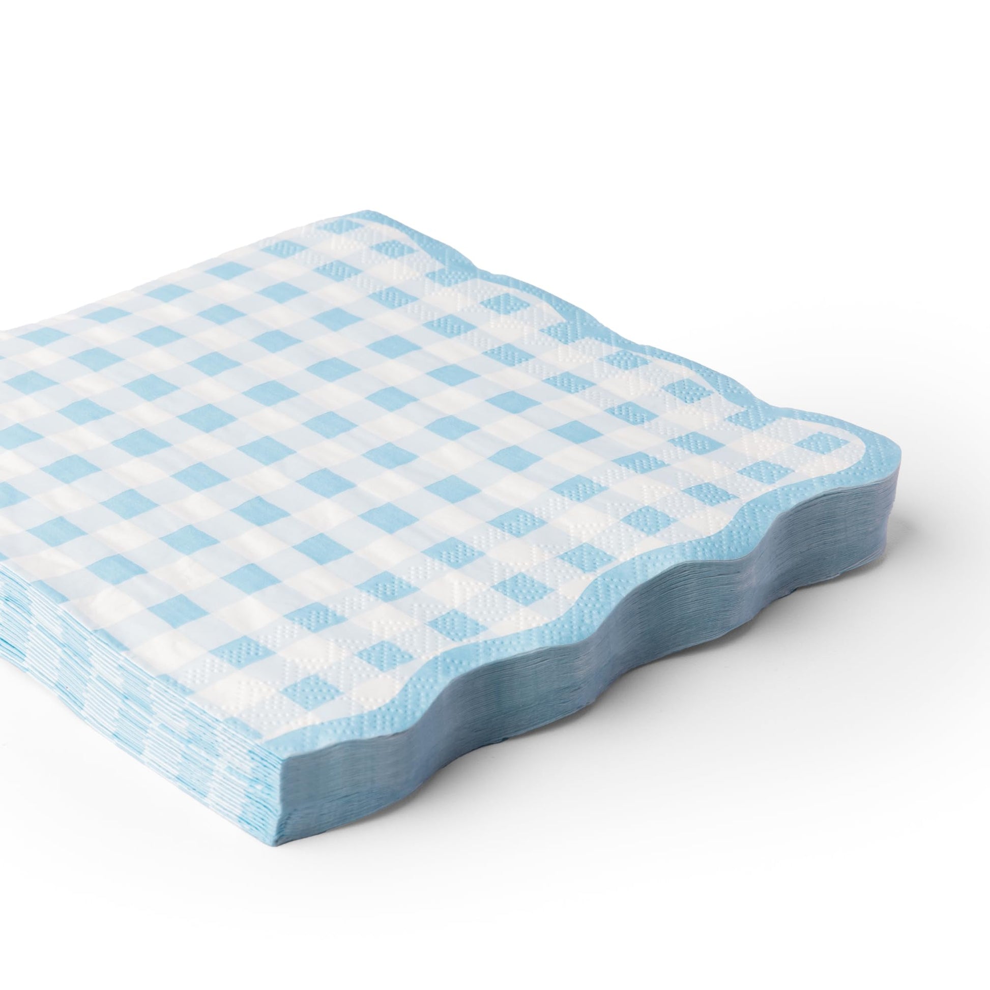 Bonjour Fête Light Blue Gingham Paper Party Dinner Napkins | Premium Party Supplies | Baby Showers, Bridal Showers, Tea Parties, & Casual Gatherings |