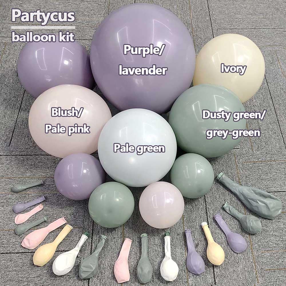 Dusty Green Purple Pink Balloon Arch, Double Stuffed Lavender Light Sage Green Ivory Blush Pastel Balloon Garland Kit for Baby Shower Birthday Wedding