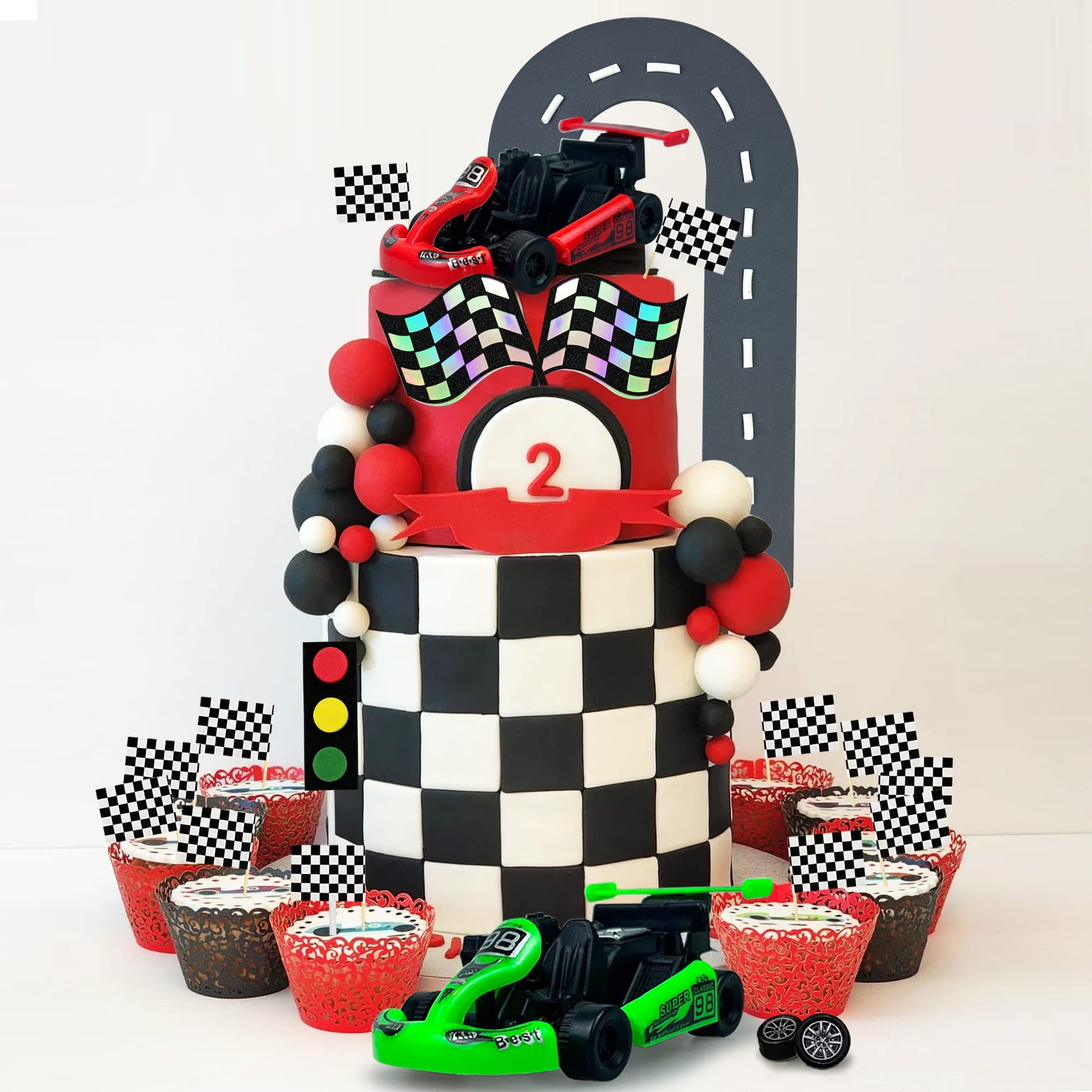 Racing Car Cake Decoration Car Cake Topper Racing Party Favors for Kids Birthday Supplies Baby Shower