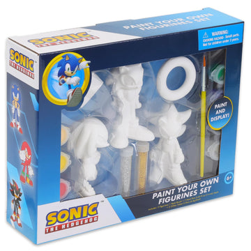 Sonic the Hedgehog Paint Your Own Figurines Set - Bundle with DIY Painting Set Featuring Sonic and More Plus Stickers | Sonic Painting Kit for Kids