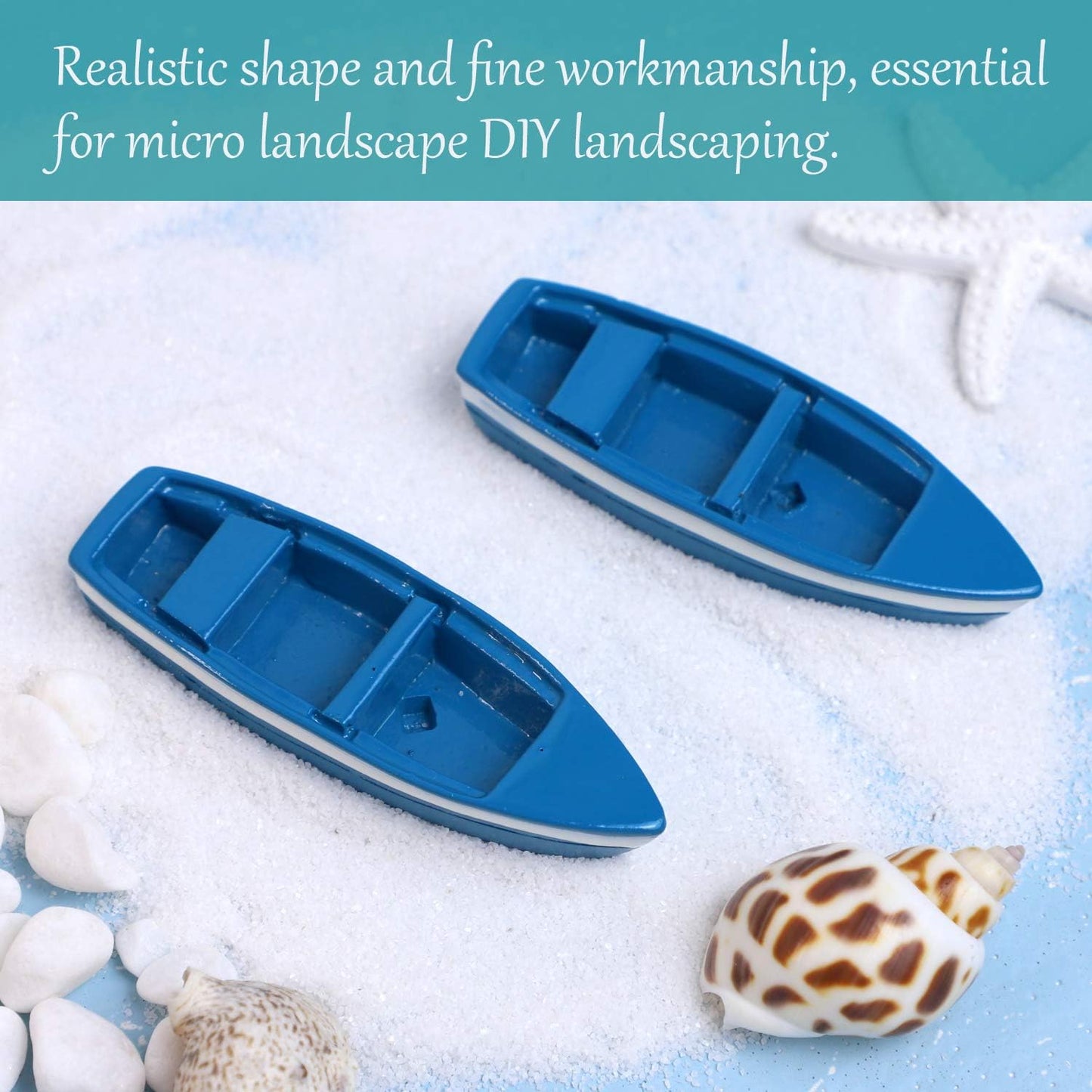 Framendino, 2 Sets Mini Rowboat Tiny Wooden Boat with Oars for Fairy Garden Accessories