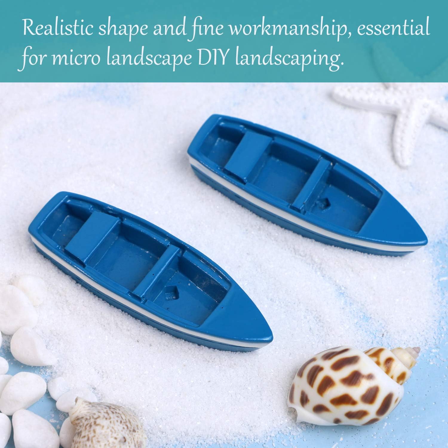Framendino, 2 Sets Mini Rowboat Tiny Wooden Boat with Oars for Fairy Garden Accessories