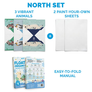 WOYS Floating Origami Boats | North Set | Waterproof Premium Reusable Paper | Screen-Free Summer Toy & Gift | DIY Origami Kit | 5 Sheets | Bath, Pool