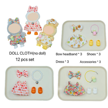 MOFABIA Clothes for 17cm Doll, 12 Pcs Set Doll's Outfits Luxury Clothes Bow Headset Shoes and Accessories, Stylish Adorable Dolls Dress Clothes(No