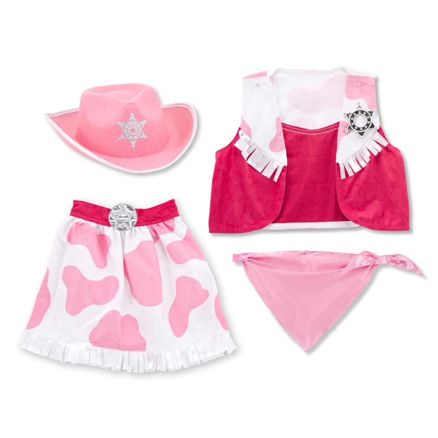 Melissa & Doug Cowgirl Role Play Costume Set (5pcs) - Skirt, Hat, Vest, Badge, Scarf
