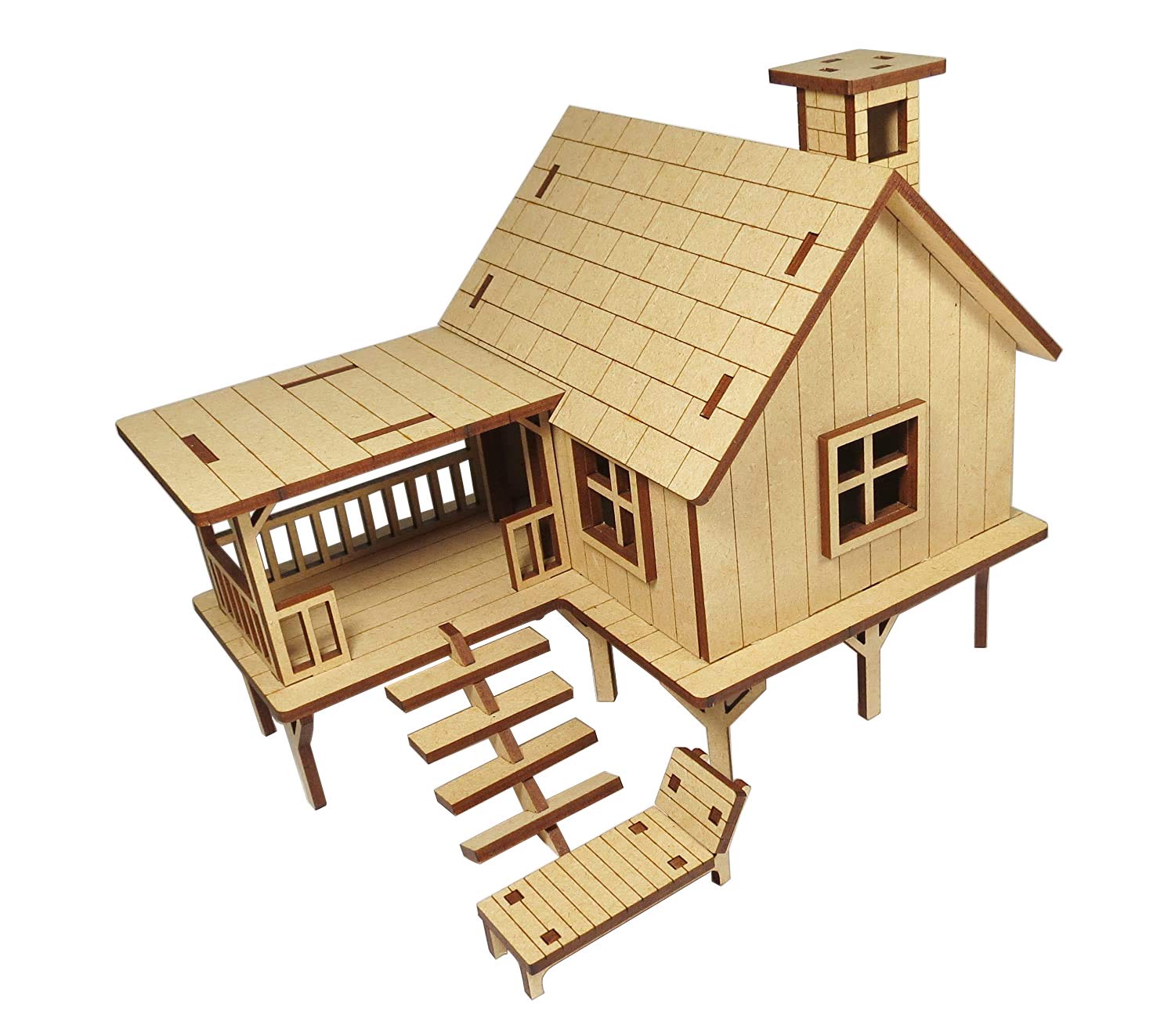 StonKraft Wooden 3D Puzzle Beach House - Home Decor, Construction Toy, Modeling Kit, School Project - Easy to Assemble