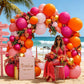 Pink Orange Balloon Garland Double Stuffed Hot Pink Orange Gold Metallic Pastel Balloon Arch Kit for Birthday Baby Bridal Shower Wedding Summer