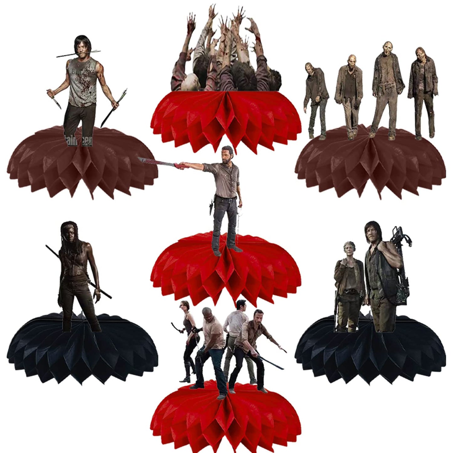 YACANNA The Walking Dead Birthday Party Supplies,The Walking Dead Birthday Party Supplies Honeycomb Centerpiece,8 Pcs The Walking Dead Party Supplies