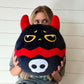 Snuggaboos Jumpo Shadowpaws The Devil Cat Squish: 14-Inch Super Soft Plush Pillow Toy - Unique and Cuddly Black Cat Stuffed Animal Plushie with Red
