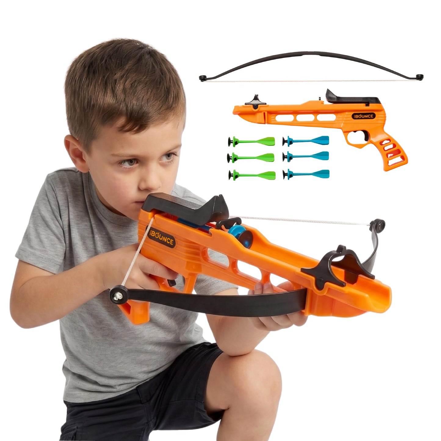 New Bounce Bullseye Crossbow Game - Kids Target Shooting Toy with 6 Suction Darts, Indoor & Outdoor Archery Fun, Improves Focus & Coordination, 1-2