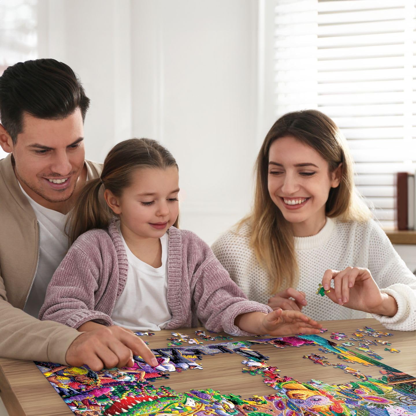 Boardwalk New Orleans Mardi Gras 1000 Piece Jigsaw Puzzle Fun Colorful Festival Puzzles with Premium Box, Gift for Adults and Family 19"x26"