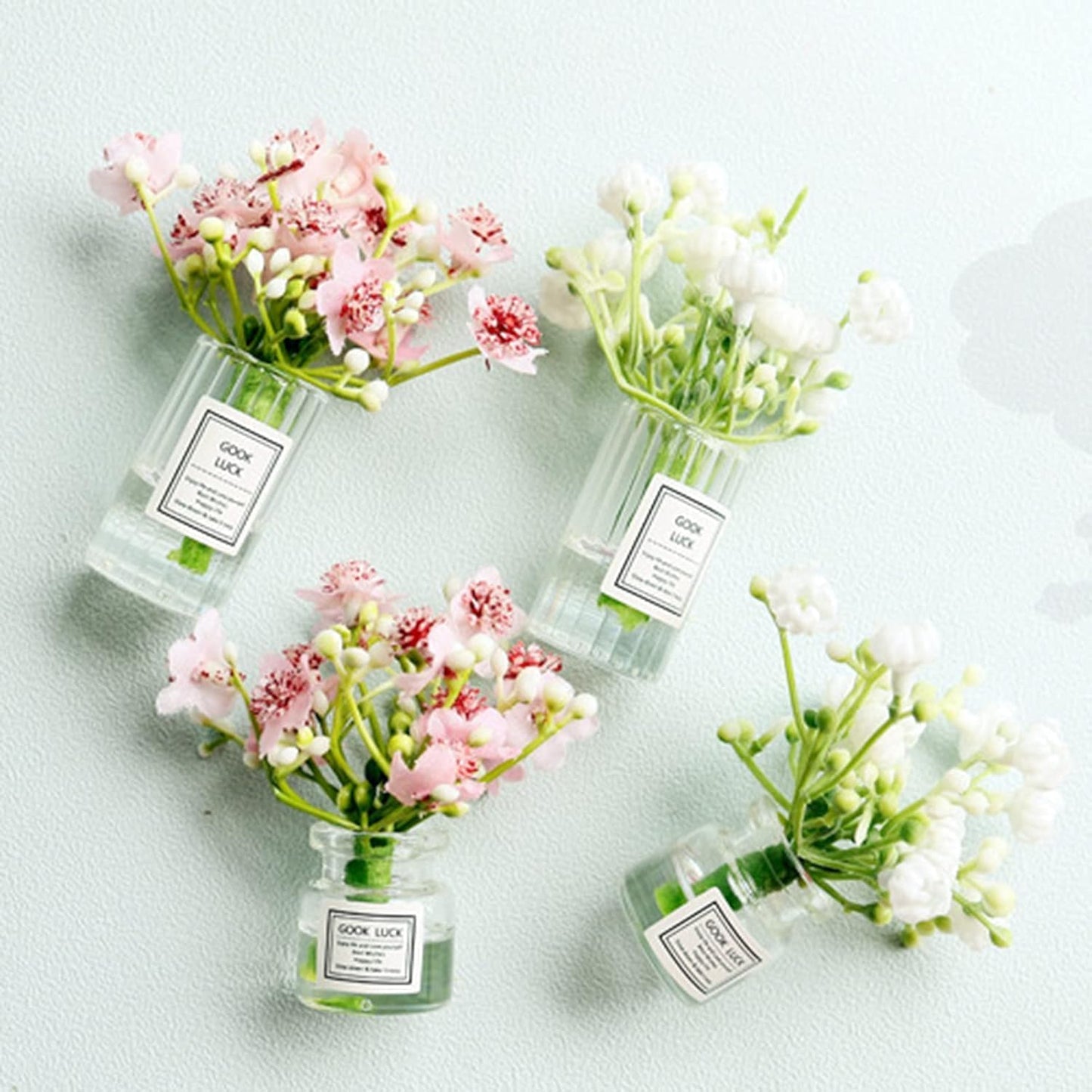 Miniature Flowers in Vase Set - 1:6 Scale Dollhouse Décor with Realistic Details, Tiny Floral Arrangements for Micro Landscape, Train Platform