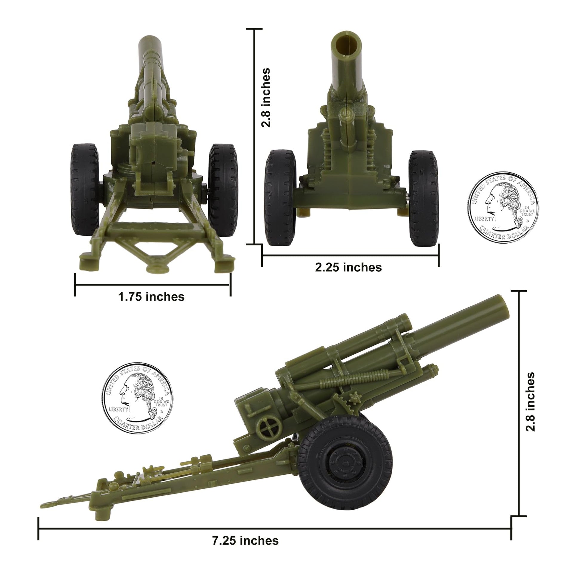 BMC CTS WW2 US Howitzer Artillery & Crew 12pc OD Green Plastic Army Men Playset