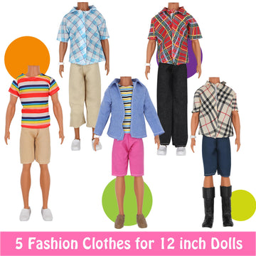 ZTWEDEN 33Pcs Doll Clothes and Accessories for 12 Inch Boy and GirlDoll, Includes 20 Wear Clothes Shirt Jeans Suit and Wedding Dresses, Glasses
