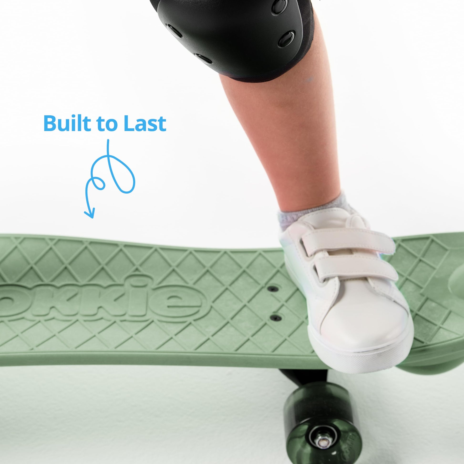 Ookkie Kids Learner Skateboard, Helps Develop Balance & Self Confidence, 4-in-1 Skateboard, Easy Setup, Gift Idea (Sage)