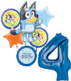 Anagram Bluey 4th Birthday Party Supplies Foil Balloon Bouquet Decorations