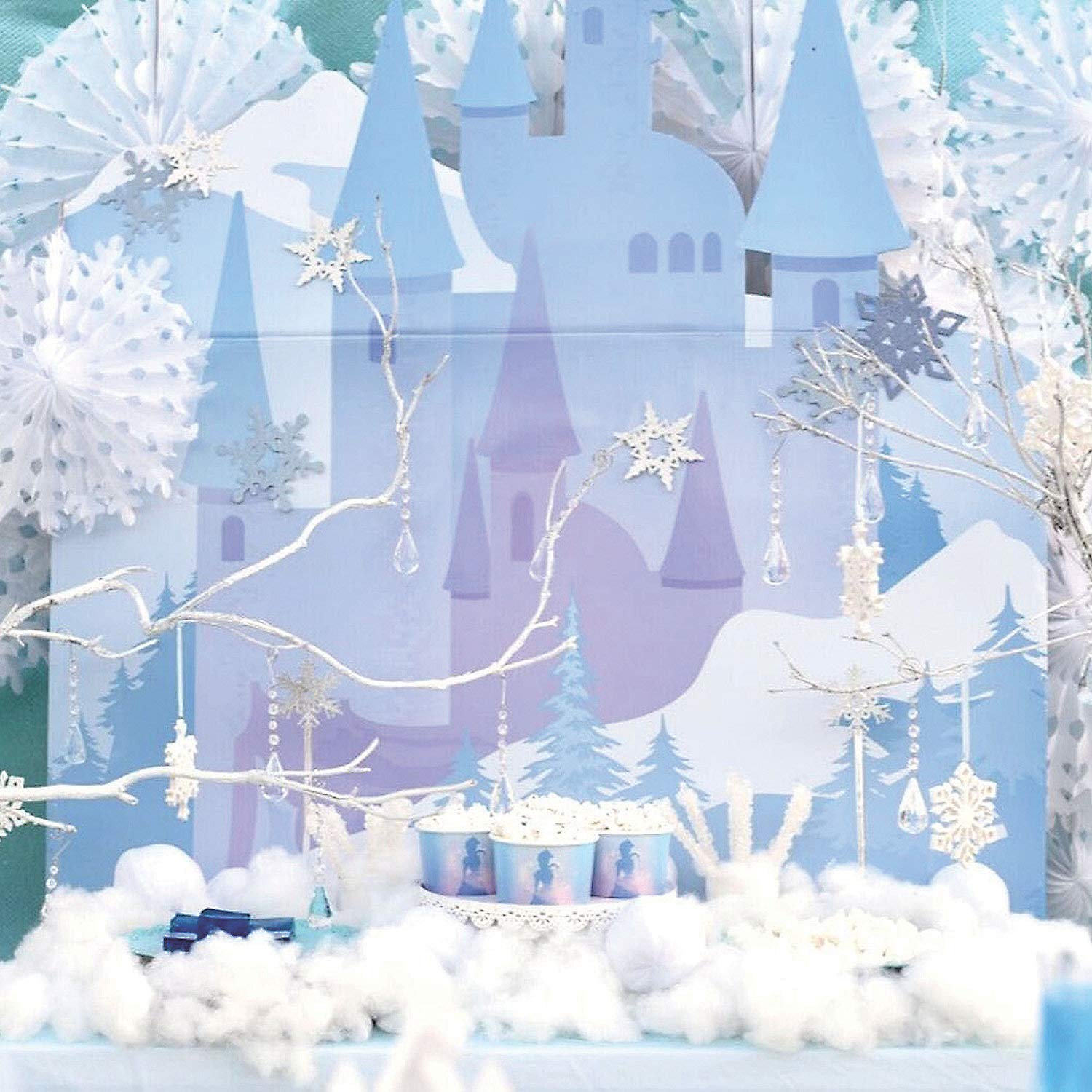 Fun Express Winter Princess Castle Cardboard Stand-Up - Frozen Birthday Party Decorations & Photo Booth Backdrop | 44x55 Large Display for Disney