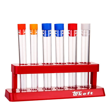 TEKEFT Set of 6 Assorted Color Plastic Test Tube Set with Caps and Rack Scientific Experiment(1 Set)