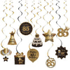 Happy 85th Birthday Party Hanging Swirls Streams Ceiling Decorations, Celebration 85 Foil Hanging Swirls with Cutouts for 85 Years Old Black and Gold