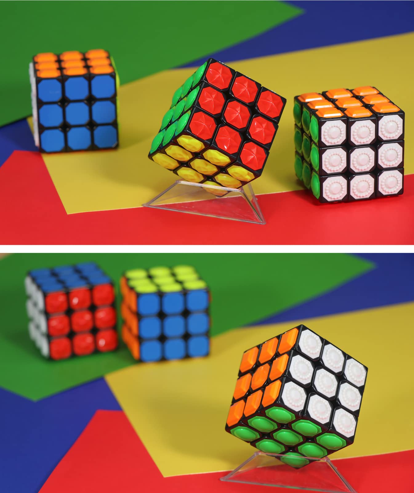 AMAZA 3x3 Speed Cube Black 3x3x3 Magic Speed Cube Puzzles Fidget Toys Tactile Cube Special Puzzle Touch Twist Patch Visually Impaired Cube Toys