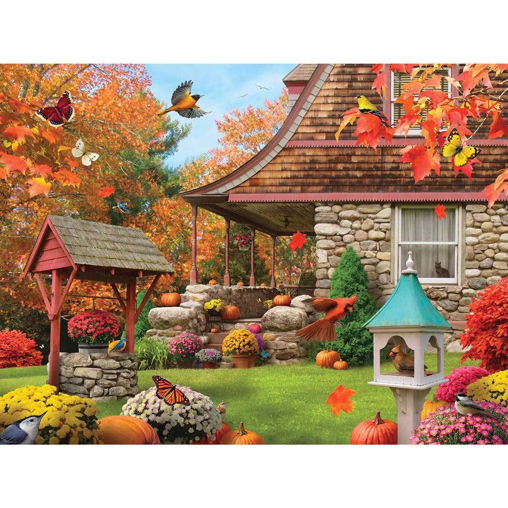 Bits and Pieces - 300 Piece Jigsaw Puzzle for Adults - 18" x 24" - Autumn Well Wishes - Large Piece Colorful Autumn Fall Jigsaw by Alan Giana