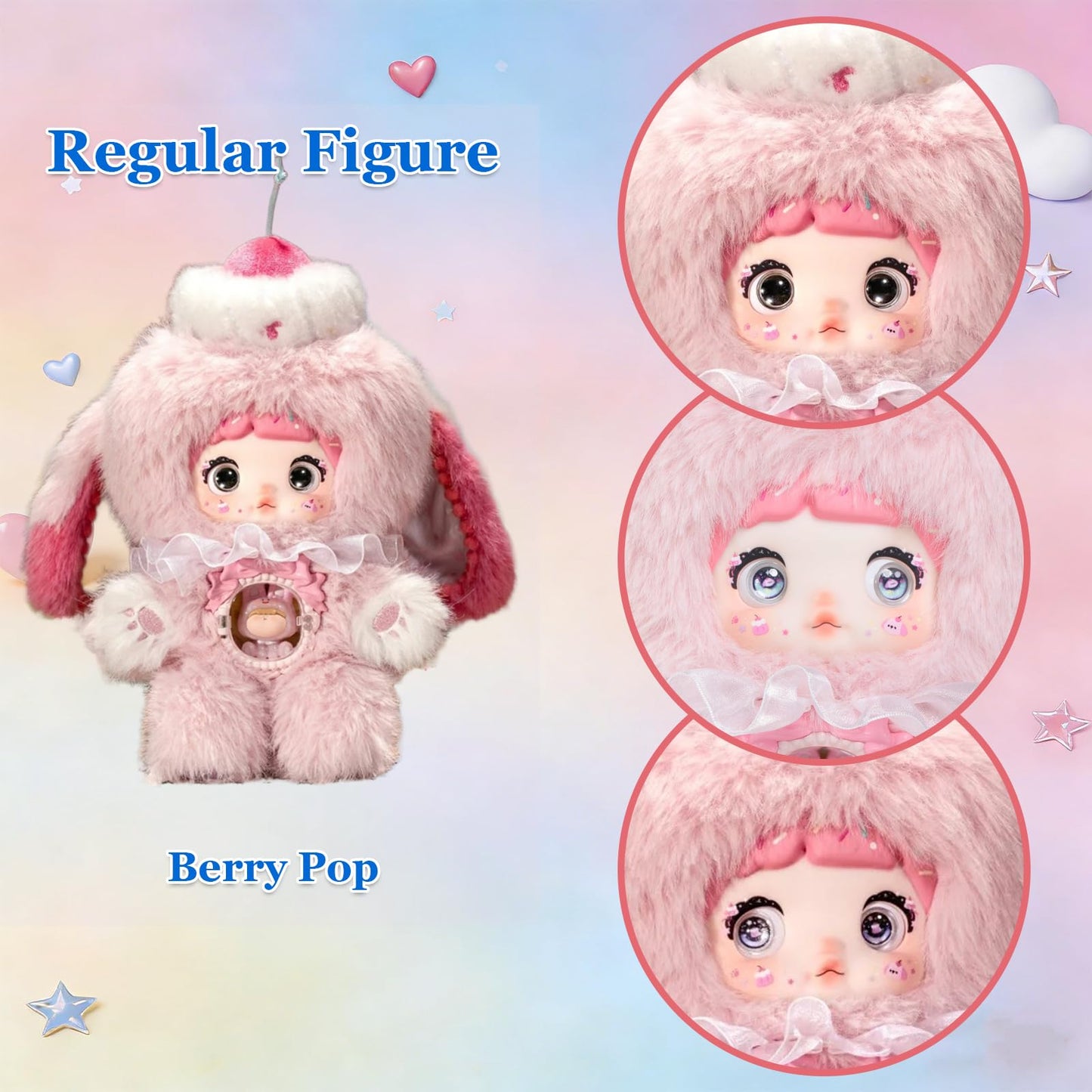 Waicommen Nommi A bite of Sweetheart Series Blind Plush Box, 1PC (1 of 7 Possible Styles), 6 Regular Figure and 1 Hidden Figure, Toy Figure for 15