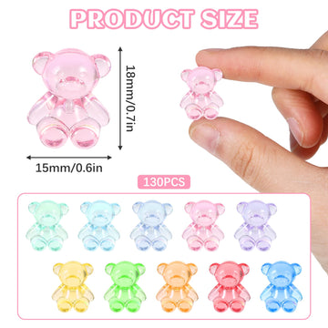 Jaarssho 130PCS Resin Charms Mini Resin Animals Bulk, Bears for Counting & Miniature Figurines, Gummy Bear Charms Mini Teddy Acrylic Animals