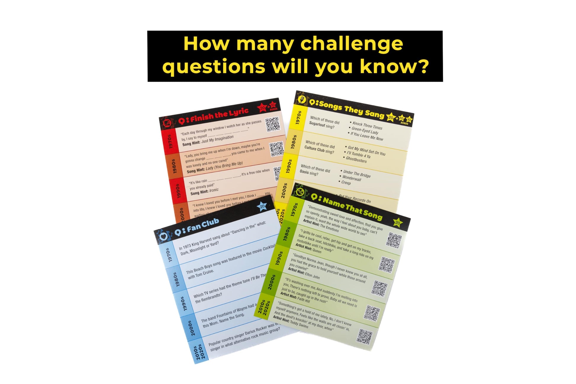 SongFest! Music Trivia Party Game | Song Hint QR Codes Play Music You Remember | 1000 ?’s | 70s Thru Today | 4 Fun Challenge Categories for Adult