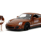Jada M&M's 1:24 Porsche 911 Turbo Die-Cast Car & 2.75" Brown Figure, Toys for Kids and Adults
